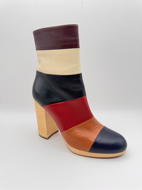 Valentino Garavani Shoes - Valentino Garavani Marine Colorblock Leather Ankle Boots Block Heel EU 36